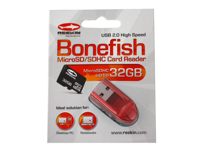 Reekin Bonefish USB 2.0 Memory Card Reader for microSDHC, Red